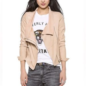 Muubaa Yogi Draped Leather Jacket, Size 4